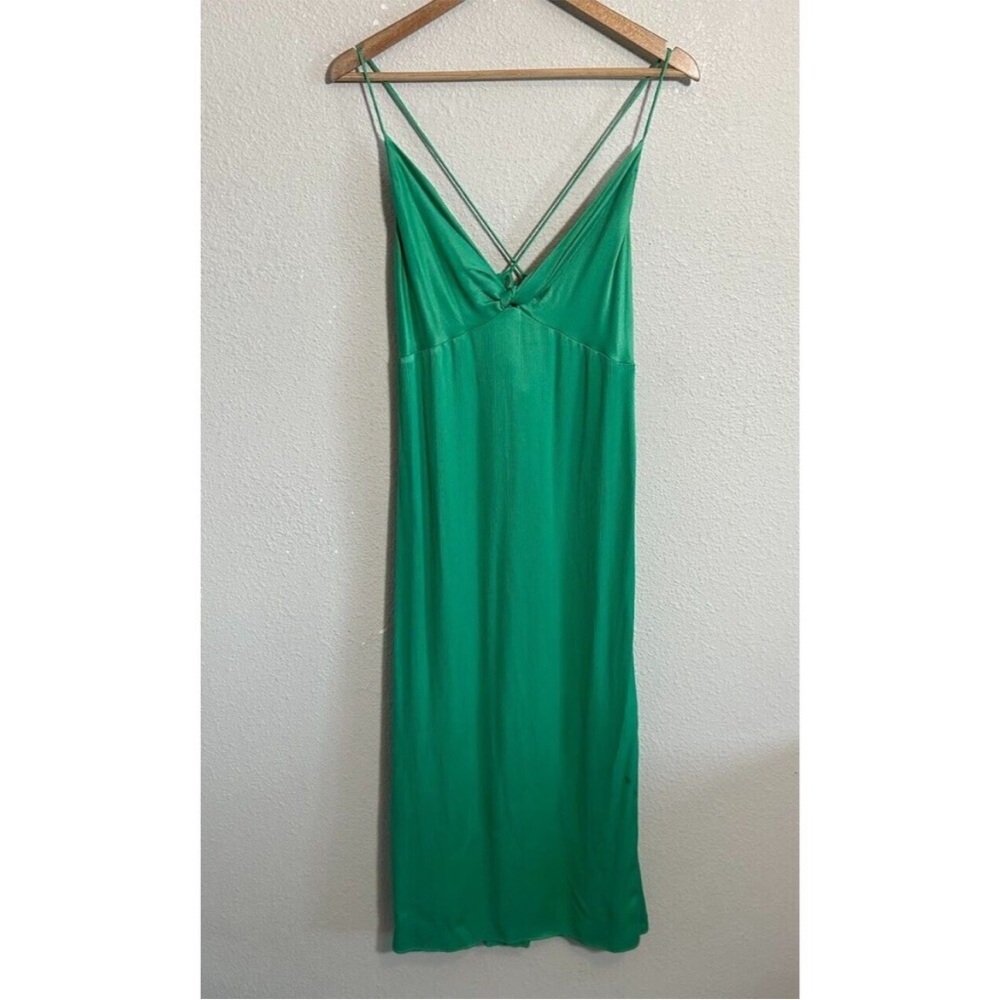 ZARA Green V-Neck Slip Dress